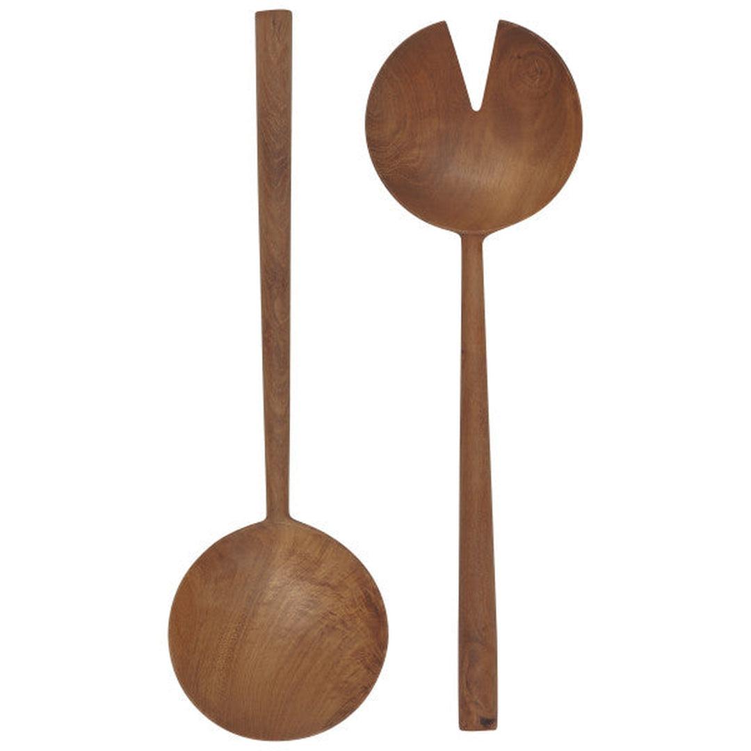 Wooden Salad Servers Teak Round