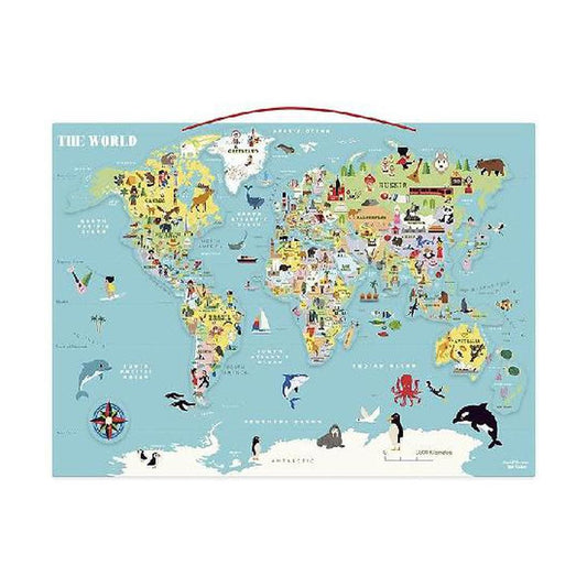 World Map - Magnetic Wooden Poster & Puzzle by Ingela P. Arrhenius x VILAC