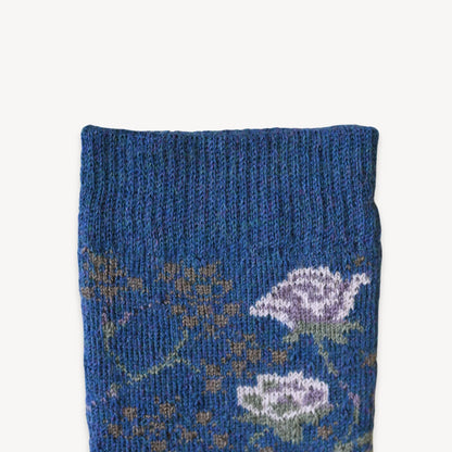 Alpaca Socks - Thick Print - Blue Rose