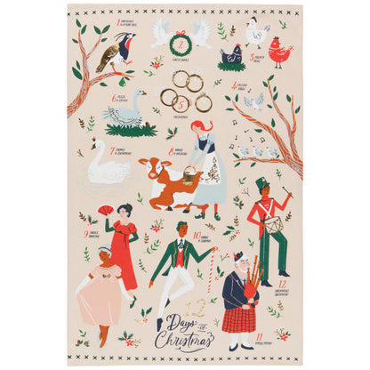 Tea Towel 100% Cotton - 12 Days of Christmas