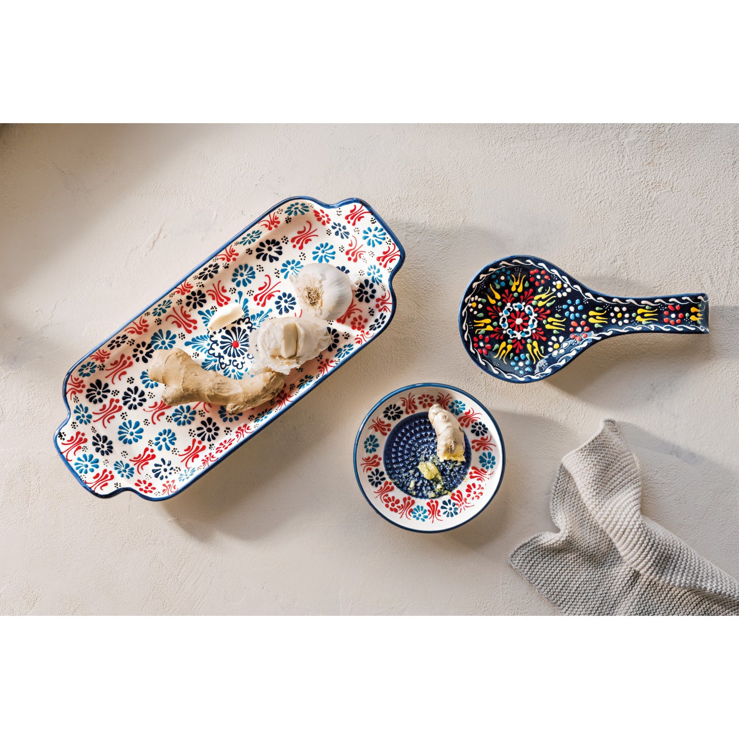 Hand-painted Turkish Tray - Evani Multi White