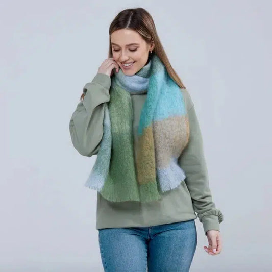 Foxford Mohair Blue/Green Giant Scarf Blankets Foxford Prettycleanshop